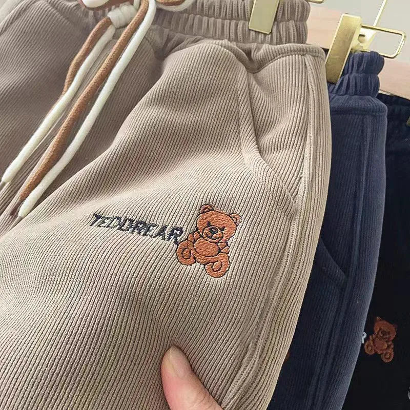 Winter Children's Plush Pants Boys' Plush Sweatpants Girls' Thickened Outerwear With Pocket Sports Pants Baby Boy Clothes