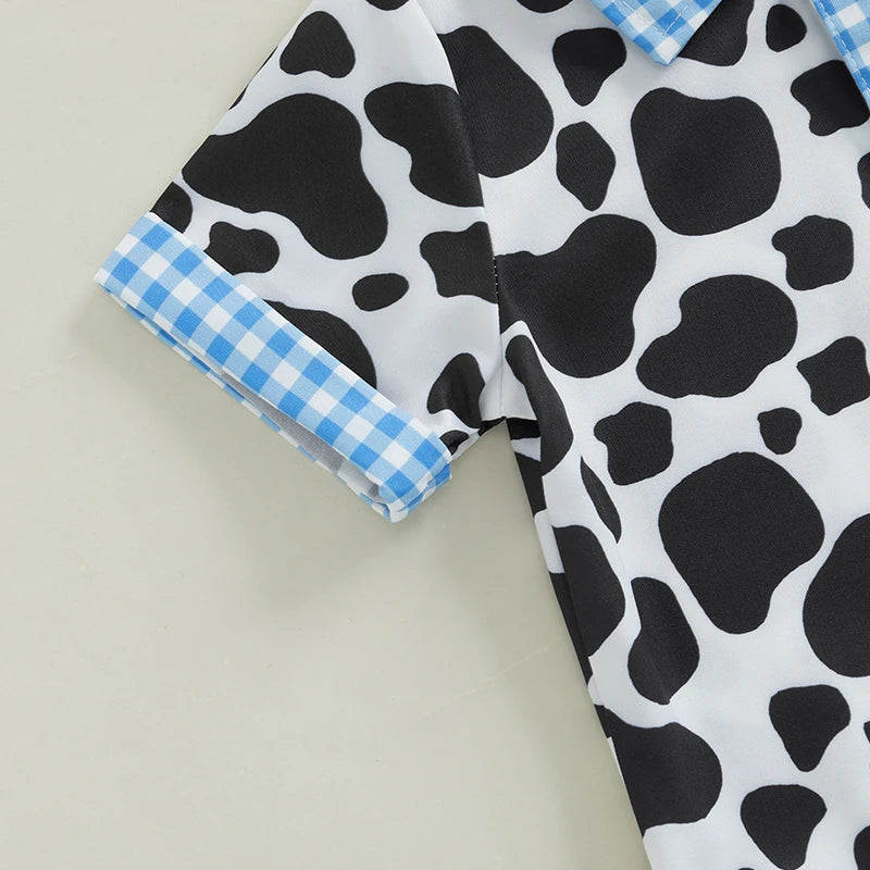 Toddler Boys Casual Outfit Dinosaur Print Short Sleeve T-Shirt and Denim Shorts Set Summer Clothes for Kids