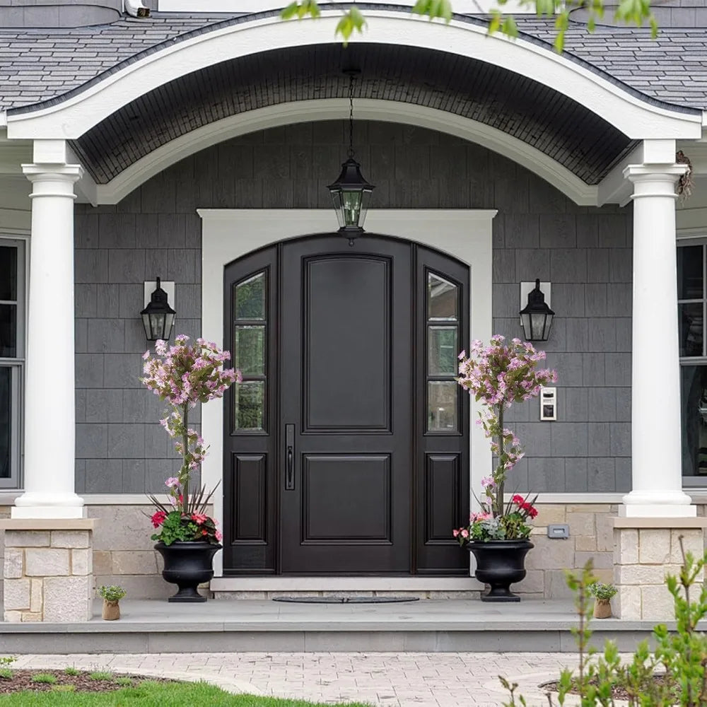 Artificial Bougainvillea Tree, Set of 2 Flower Plants Artificial Tree, Faux Floral Plant Blooming Bush with Spike, 48 Large