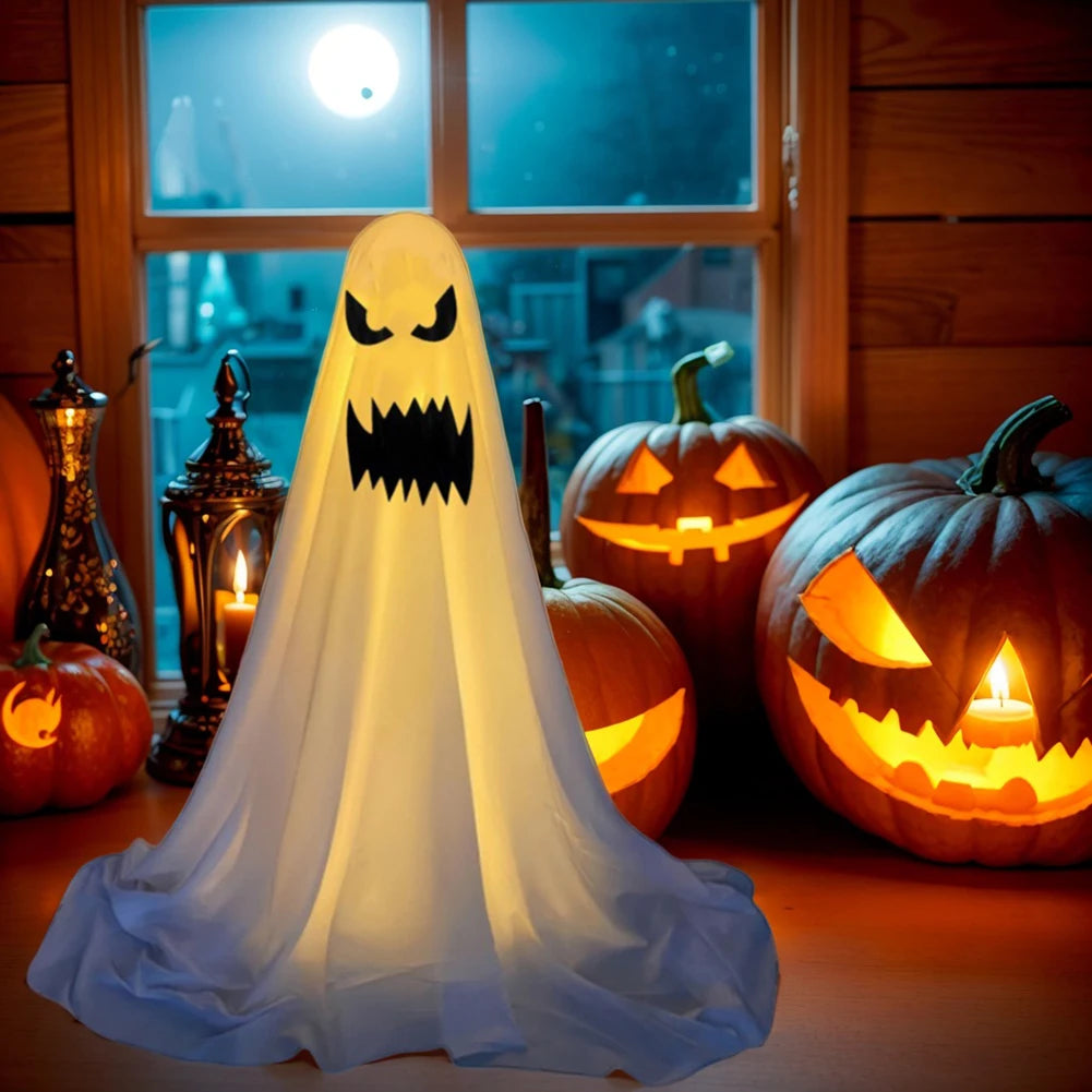 85cm Halloween Decor Light Strings Ghost Standing Decoration Scary White Ghosts for Courtyard Halloween Party