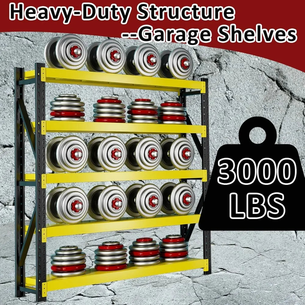 3000LBS Heavy-Duty Garage Shelving, 31.5" W Metal Shelves, 4-Tier Adjustable Garage Shelving Units, Storage Racks for Warehouse,