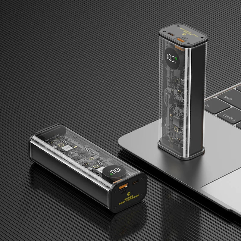 22.5W Transparent Power Bank 20000mAh Quick Charger PD20W Fast Charge Spare Battery Portable for Xiaomi iPhone Samsung Laptop