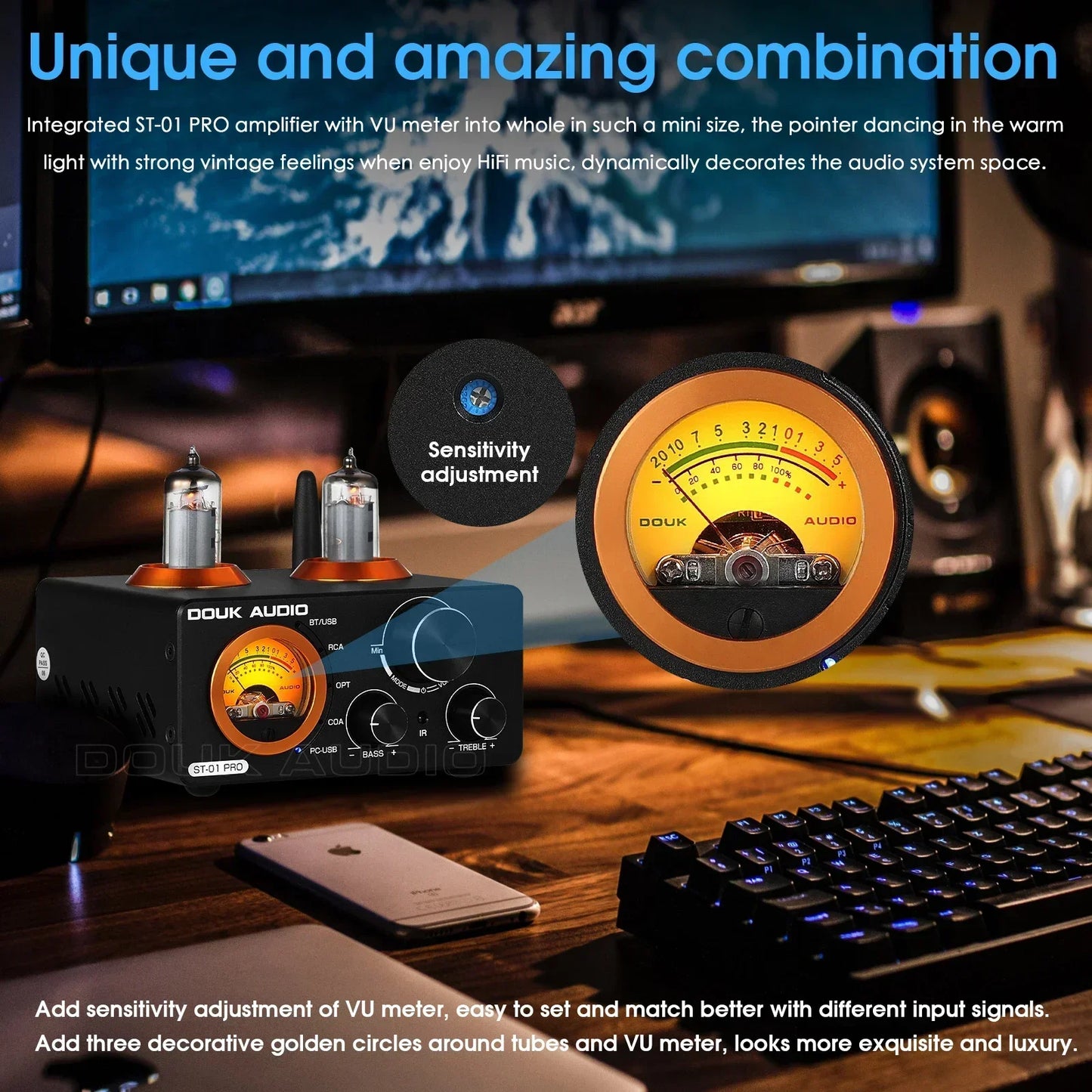 Nobsound HiFi Bluetooth 5.0 Vacuum Tube Amplifier USB DAC Stereo Receiver COAX OPT Home Audio Digital Amp with VU Meter 100W 100W