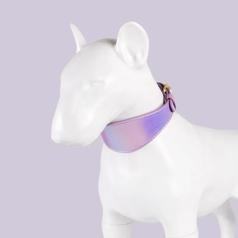 PU Pet Collar Adjustable Soft Light Reflecting Small Medium Dog Leather Accessories