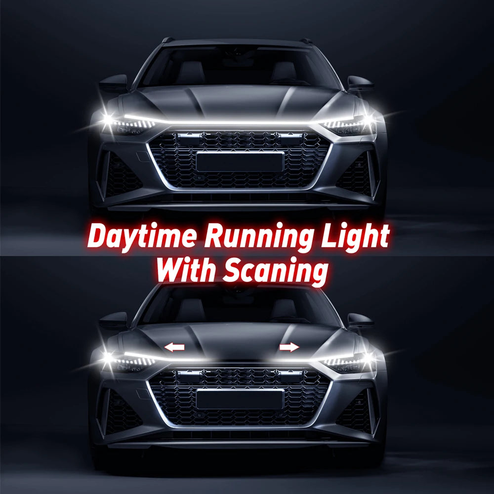 12V Engineer Hood Light LED Universal Waterproof Dynamic Daytime Running Light Automotive Accessories Easy Installation