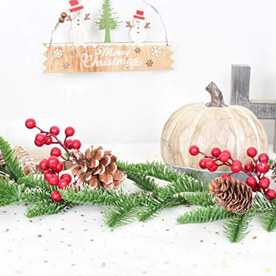 6FT Artificial Christmas Pine Garland with Red Berry Branch and Pine Cone Winter Greenery Decor for Holiday Season Perfect for