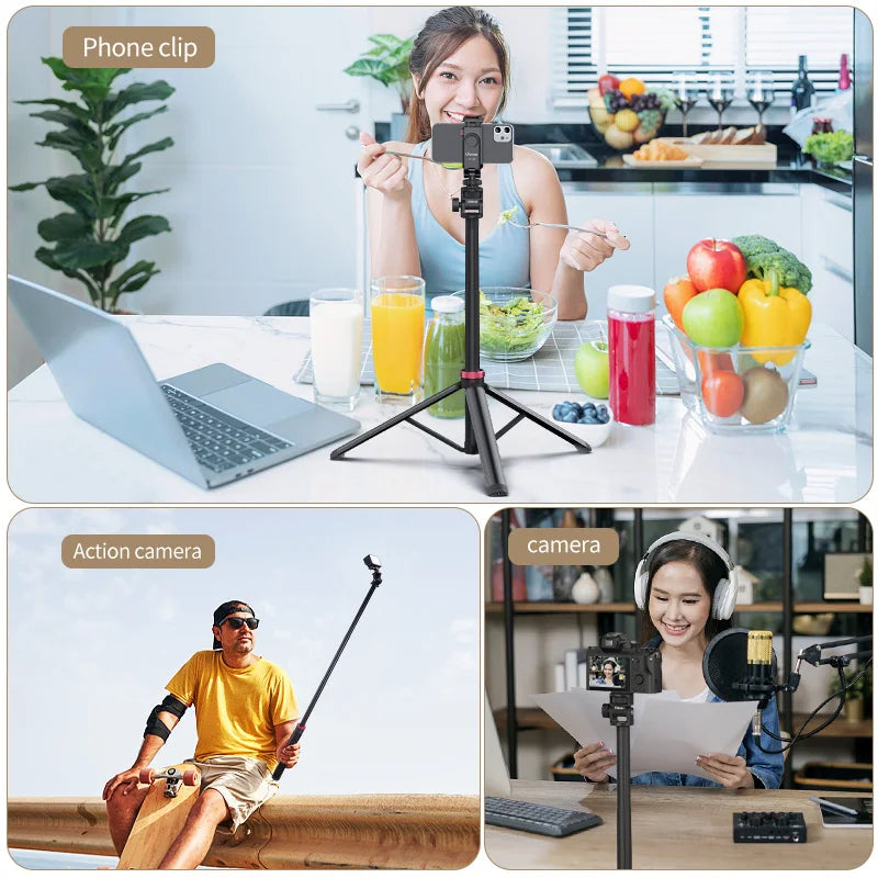 Ulanzi MT-79 Portable Aluminum Alloy Light Stand Tripod for Phone Clip and Action Camera 2M Height