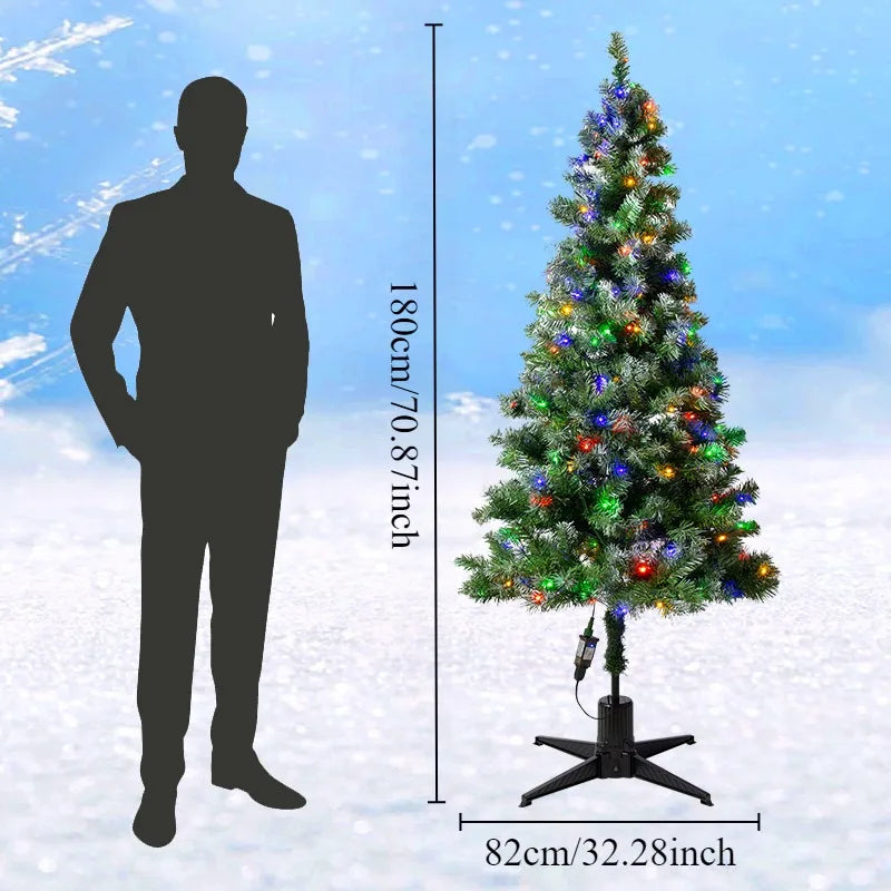 6FT/1.8M Smart Rotating Christmas Tree PVC Festive Atmosphere Christmas Tree with LED Lights  for Holiday New Year Decor