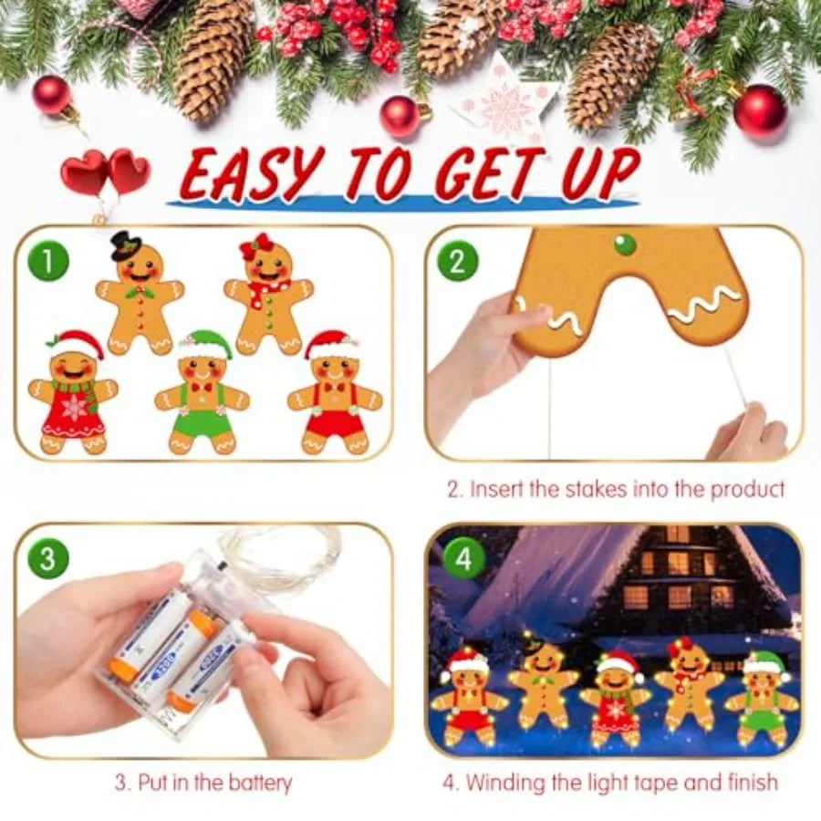 10 Pcs Christmas Yard Signs Decor with LED Lights for Outdoor Garden Lawn Pathway Decoration During Holiday Season Featuring Fe