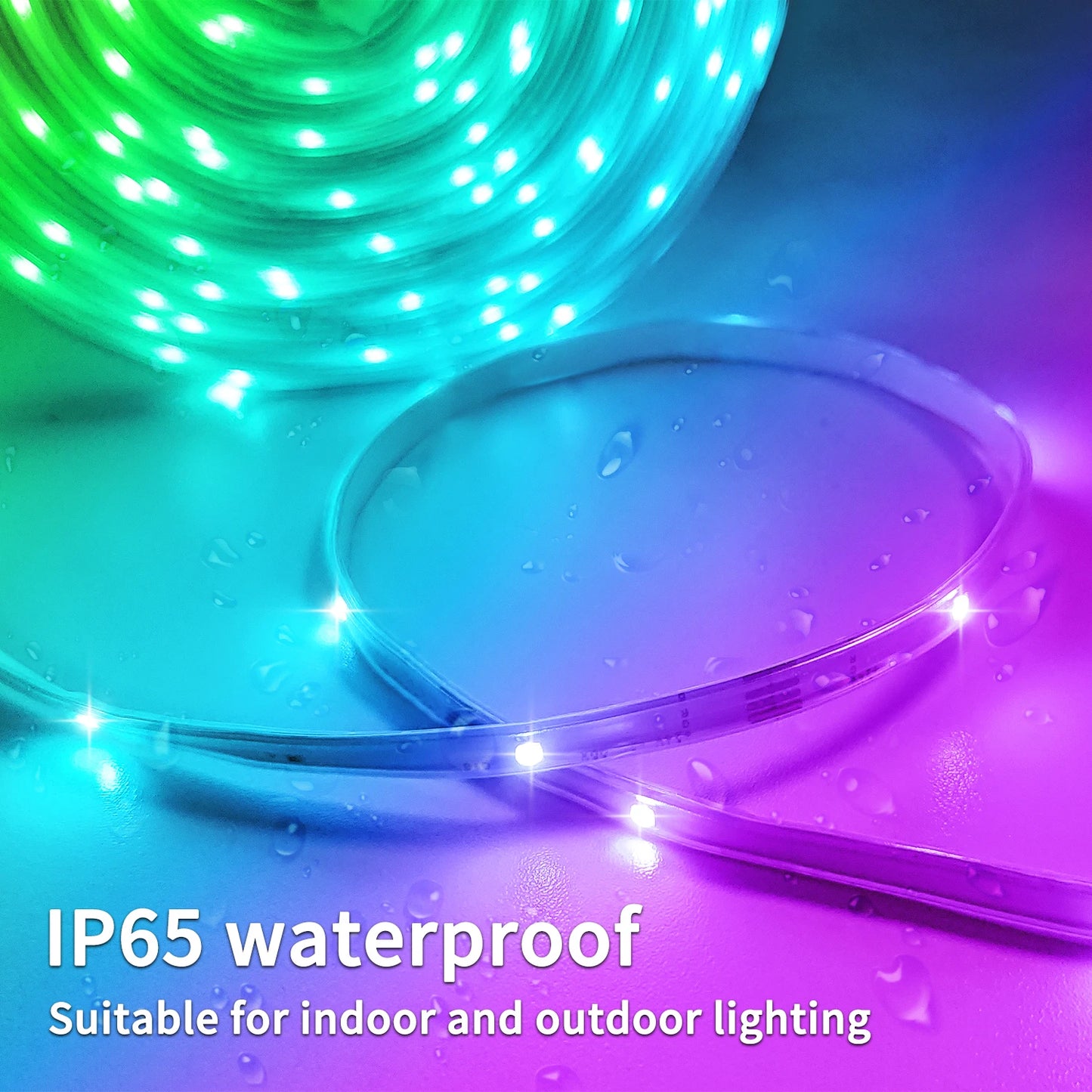 200ft Outdoor LED Strip Lights Waterproof IP68 RGB Light Strips with Remote and App Control Music Sync