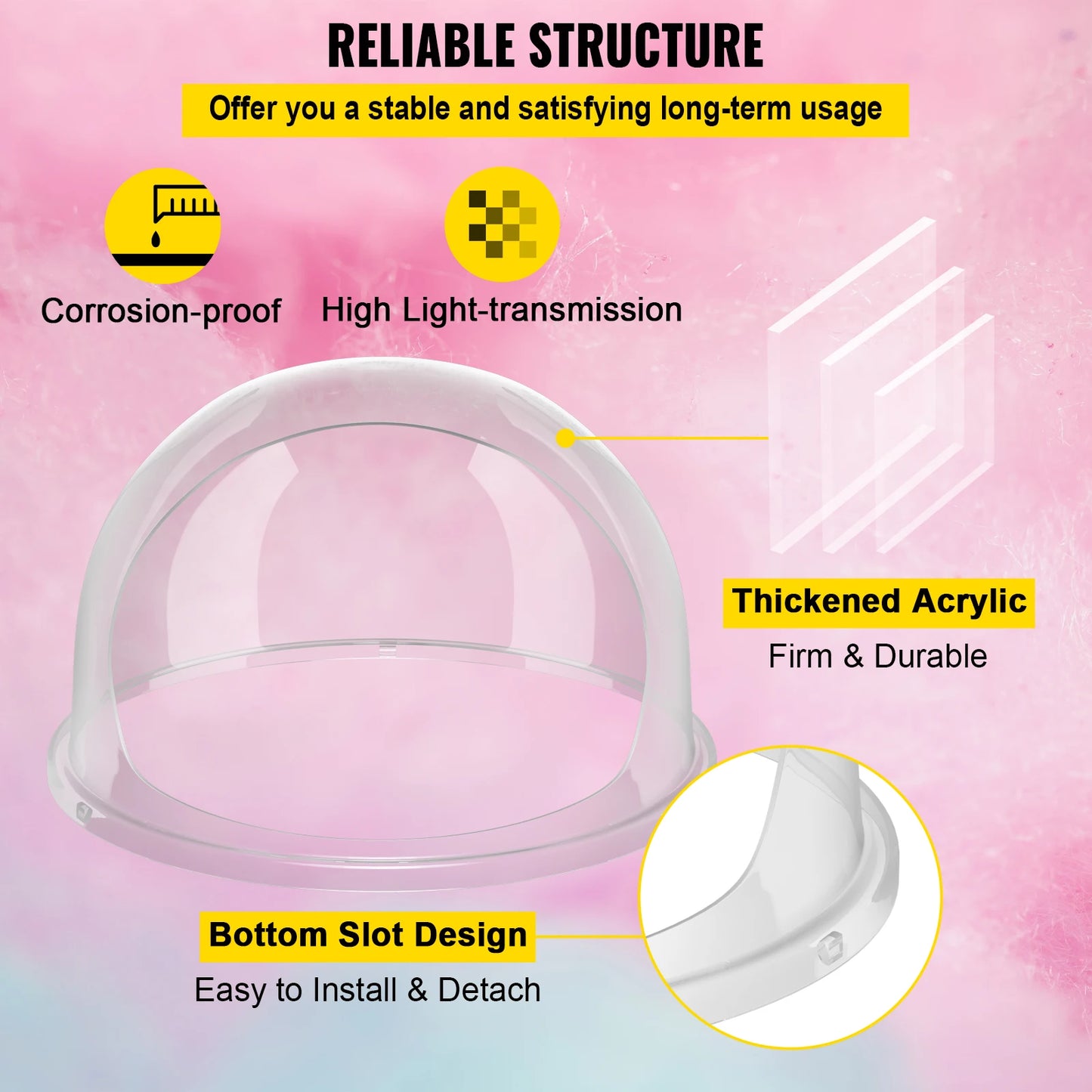 SucceBuy 21" Commercial Cotton Candy Machine Cover Clear Floss Sugar Maker Bubble Shield Dome Children Party Holiday Celebration