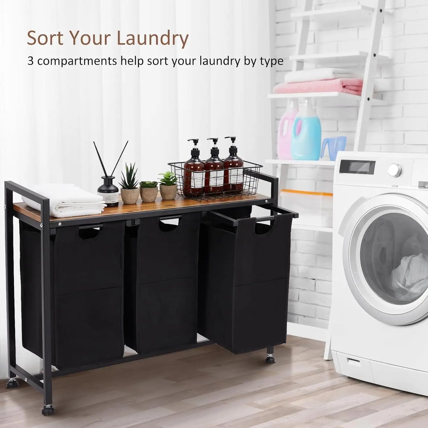 Laundry Hamper With Foldable Shelf And Storage Table Multi Use Clothes Sorter Basket For Bedroom Bathroom Closet Organization