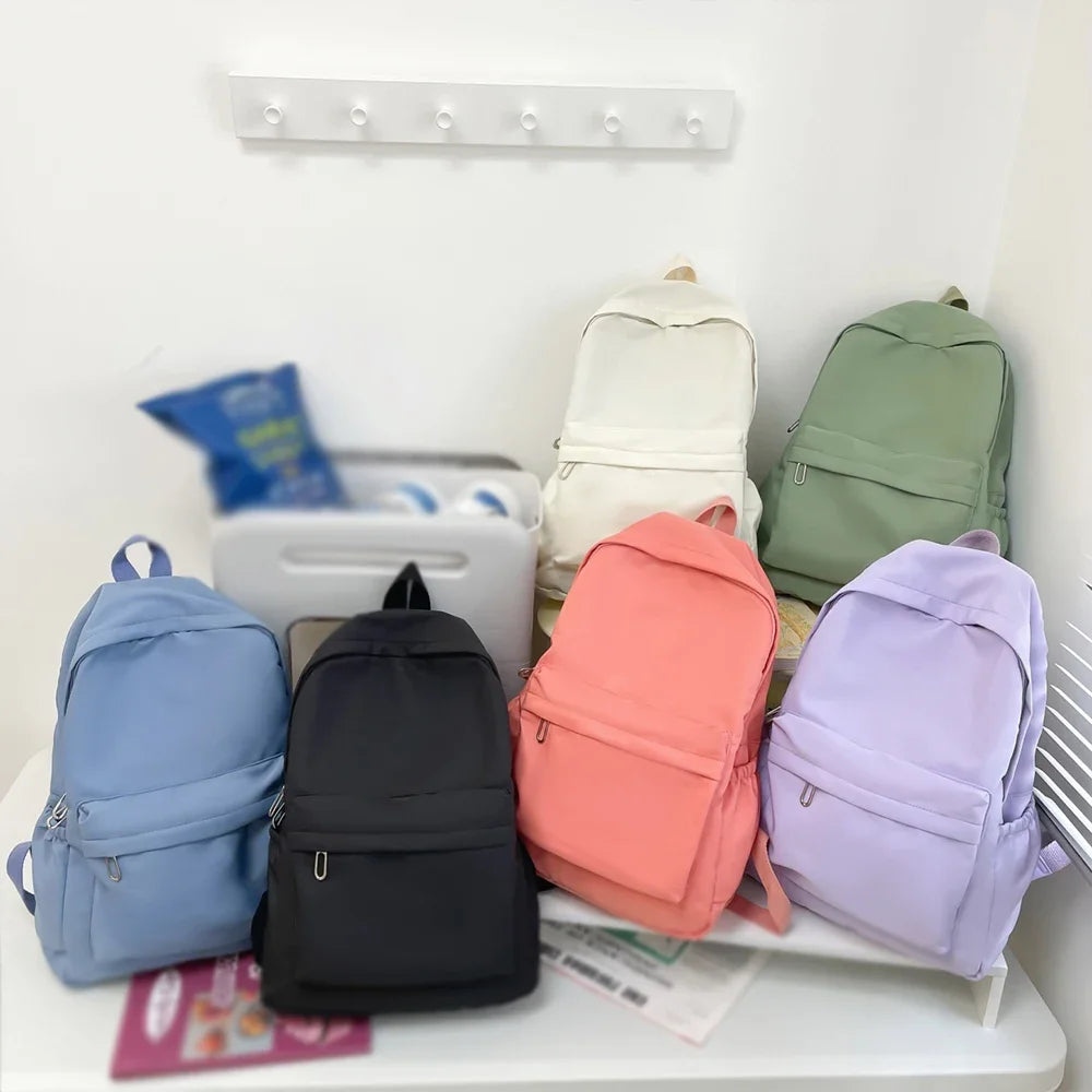 Forest Style Versatile Simple Solid Color Backpack, Fashionable Casual Backpack, College Student Backpack