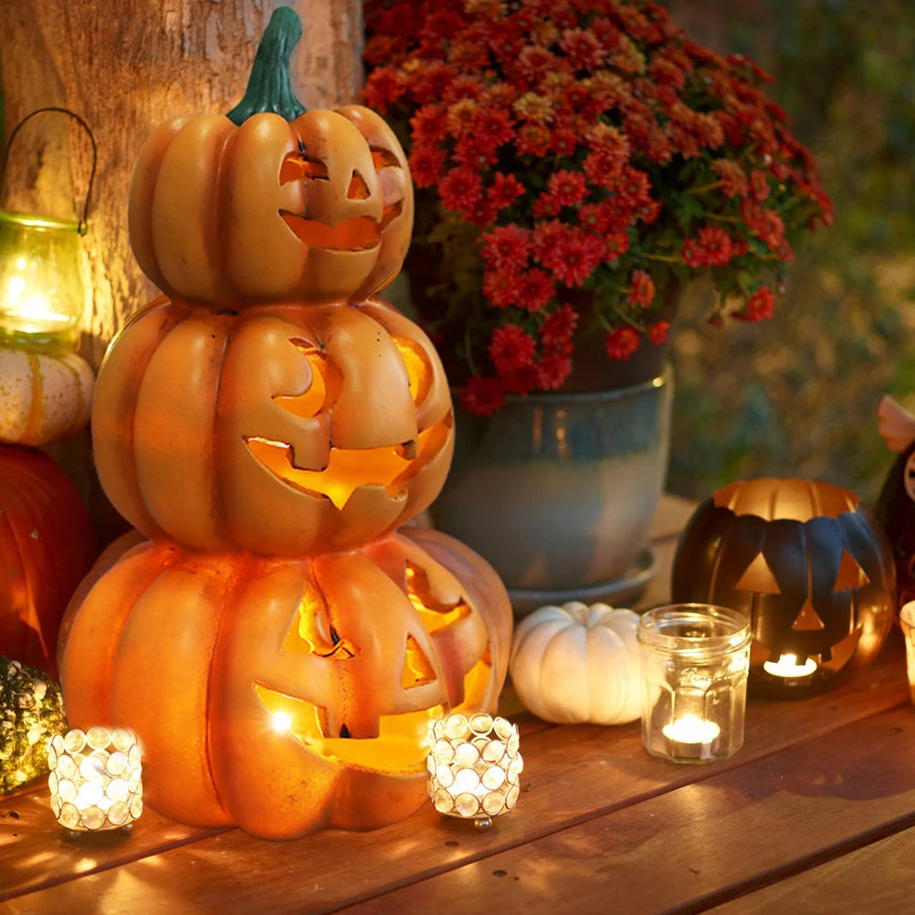 Halloween Light Up Stacked Pumpkins Indoor Outdoor Party Decorations