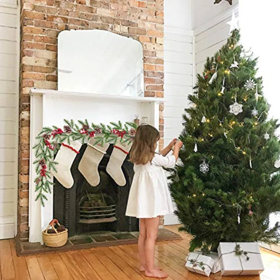 6FT Artificial Christmas Pine Garland with Red Berry Branch and Pine Cone Winter Greenery Decor for Holiday Season Perfect for