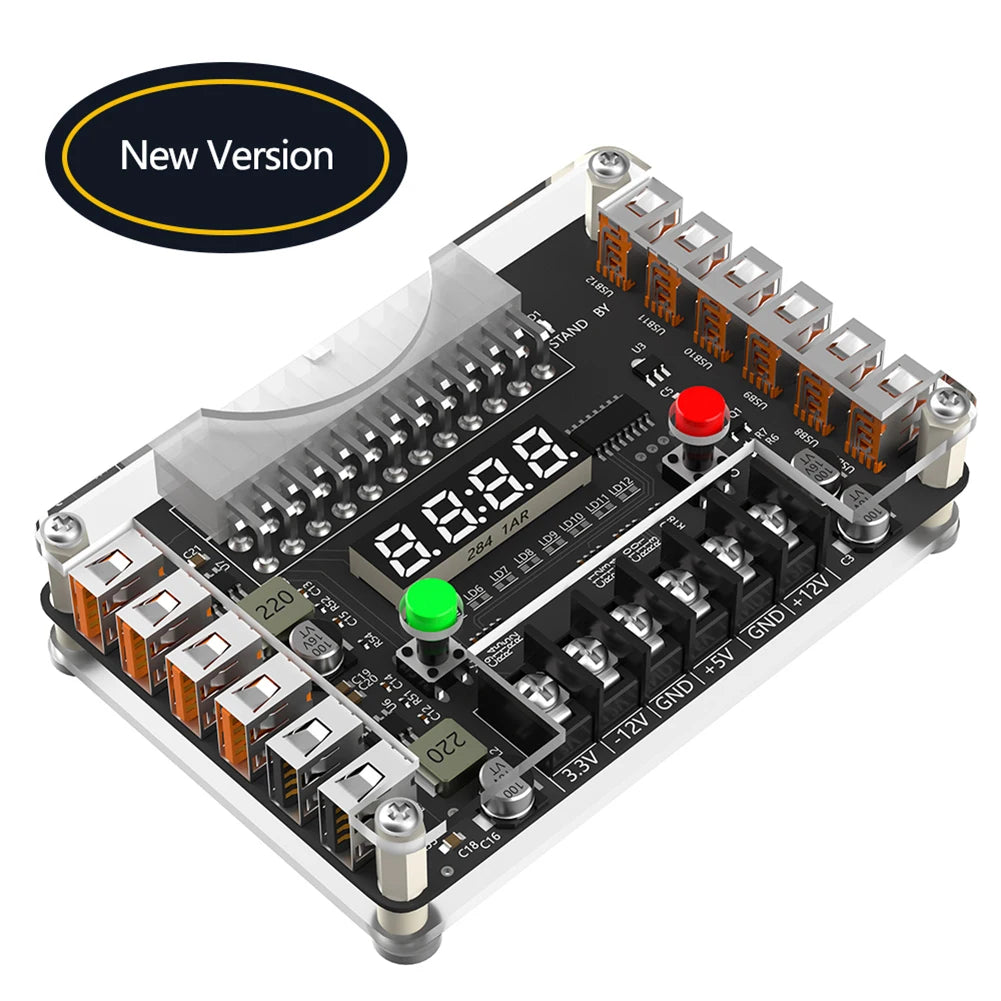 12 Ports USB 3A 3.3V 5V 12V ATX Power Breakout Board Module for Computer PC
