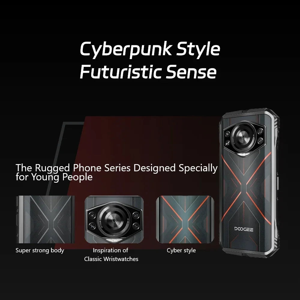 World Premiere DOOGEE S Cyber Rugged Phone 6.58" 90Hz IPS Screen 10800mAh Large Battery 8GB+256GB 50MP AI Main Camera Android 14