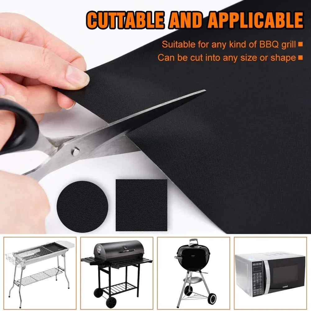 BBQ Grill Mat Non Stick Heat Resistant Outdoor Baking Reusable Barbecue Mat 40x33cm Grill Accessories