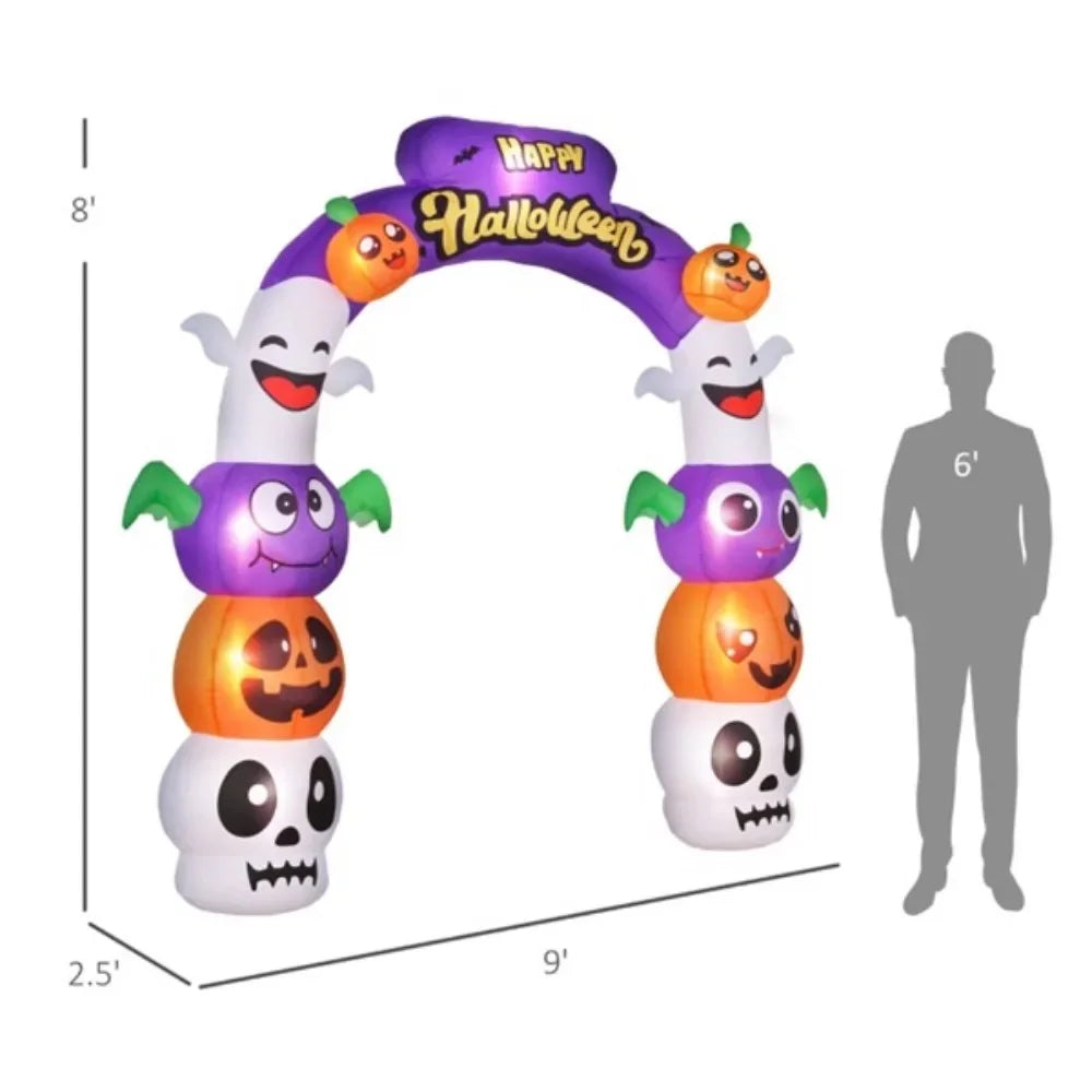 Inflatable Halloween Decoration Archway with Pumpkins and Skulls