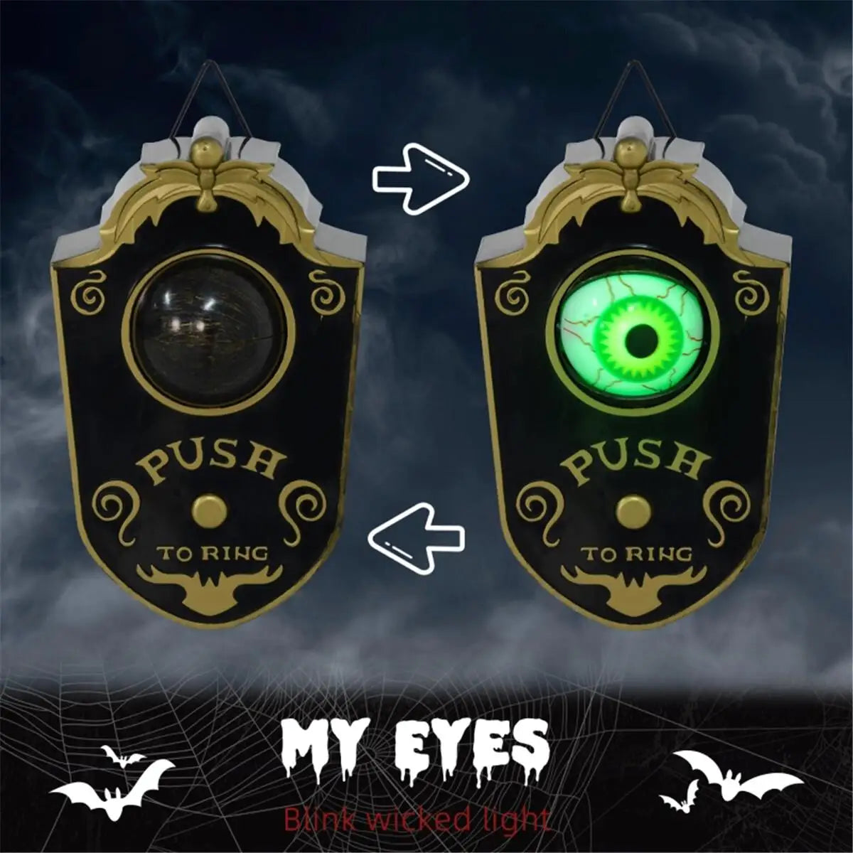 Spooky Halloween Decorations with Light Up Eyeball Doorbell for Home Parties and Events