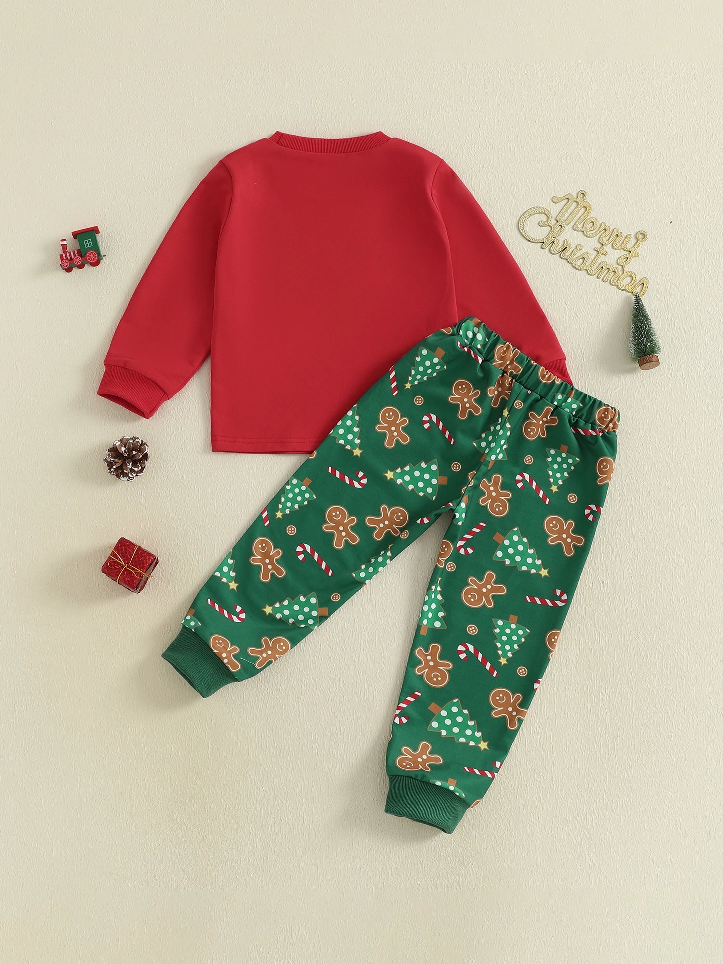 Cute Infant Holiday Clothes Santa Claus Applique Sweater Plaid Pants 2 Piece Set for Christmas Party