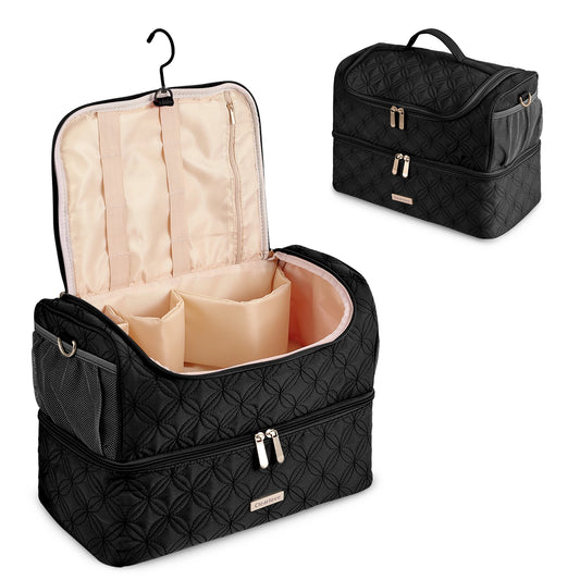 Twill Cotton Double Layer Wind Tube Makeup Bag Water Resistant Travel Storage Bag