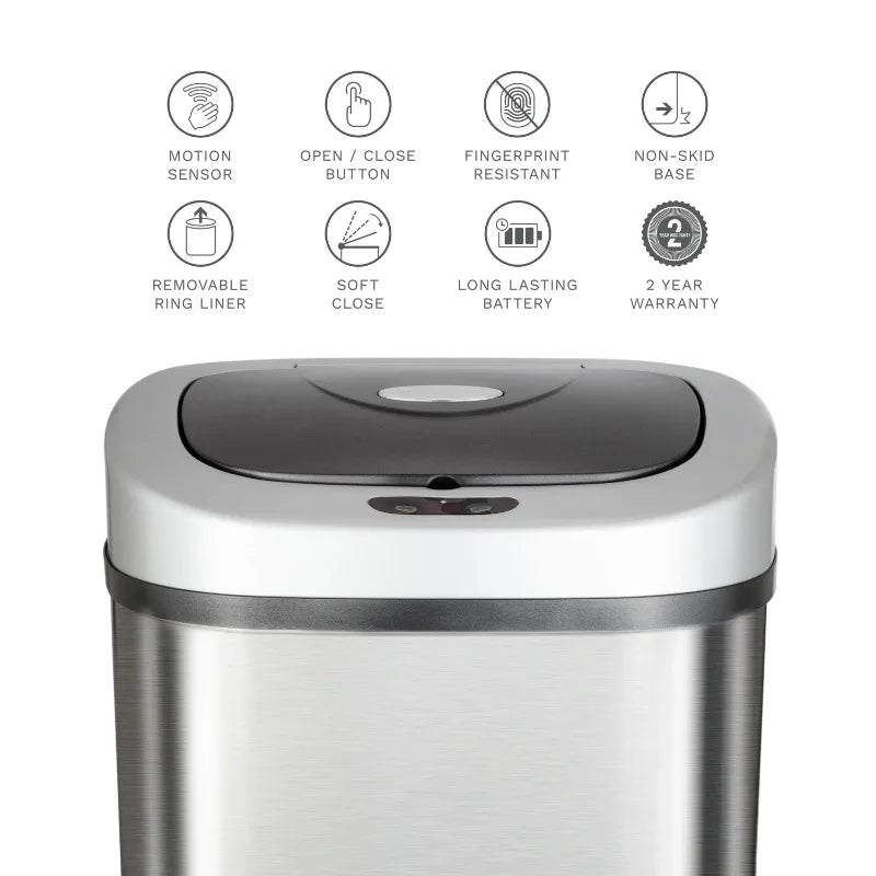 Nine Stars 21.1 Gallon Touchless Trash Can with Motion Sensor Stainless Steel Kitchen Waste Bin Eco Friendly Liner Included