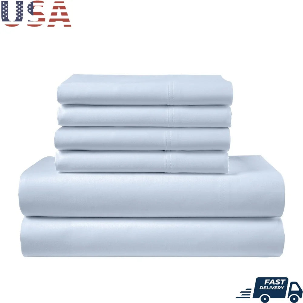 800 Thread Count Cotton Rich Queen Bed Sheet Set 6 Piece Sateen Moisture Wicking True Grip Fitting Technology Soft Comfortable