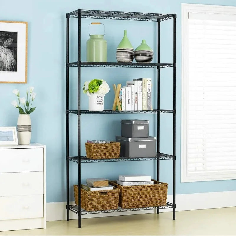 BestOffice 5 Tier Wire Shelving Unit 1250 Pound Capacity Black