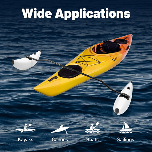 2x PVC Inflatable Outriggers With Pair Sidekicks & Hardware Set Aluminum Alloy Rod Fishing Boat Float Tube Stabilizer Kit