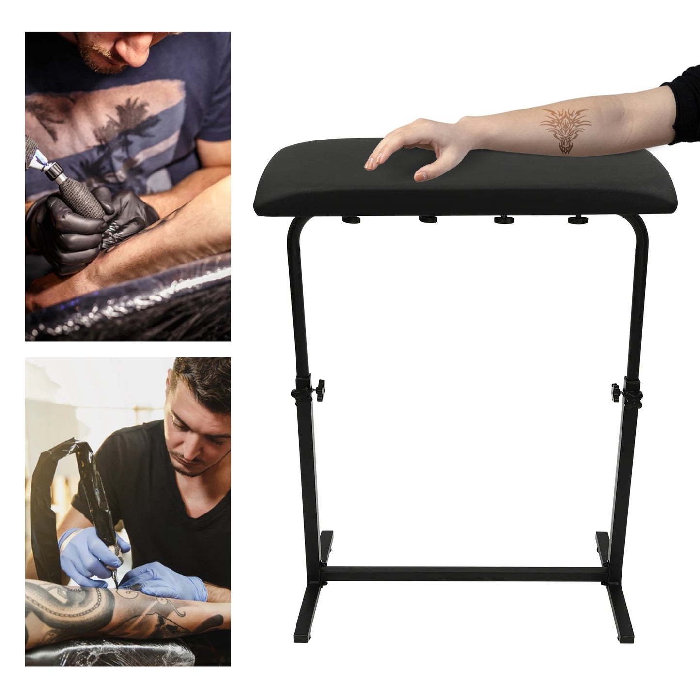 Oversize Pad Armrest Tattoo Stand, Rotatable Soft Panel, Height Adjustable 67-100cm