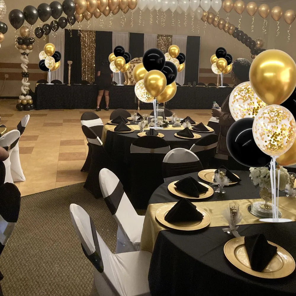 4 Set Black Gold Balloons Centerpieces for Table Balloon Stand Kit for Birthday Party Decor