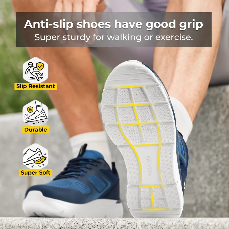 Men'S Running Shoes Wide Toe 2E Lightweight Non-Slip Walking Sport Shoe Cushioning Slip-On Comfortable Breathable Sneakers