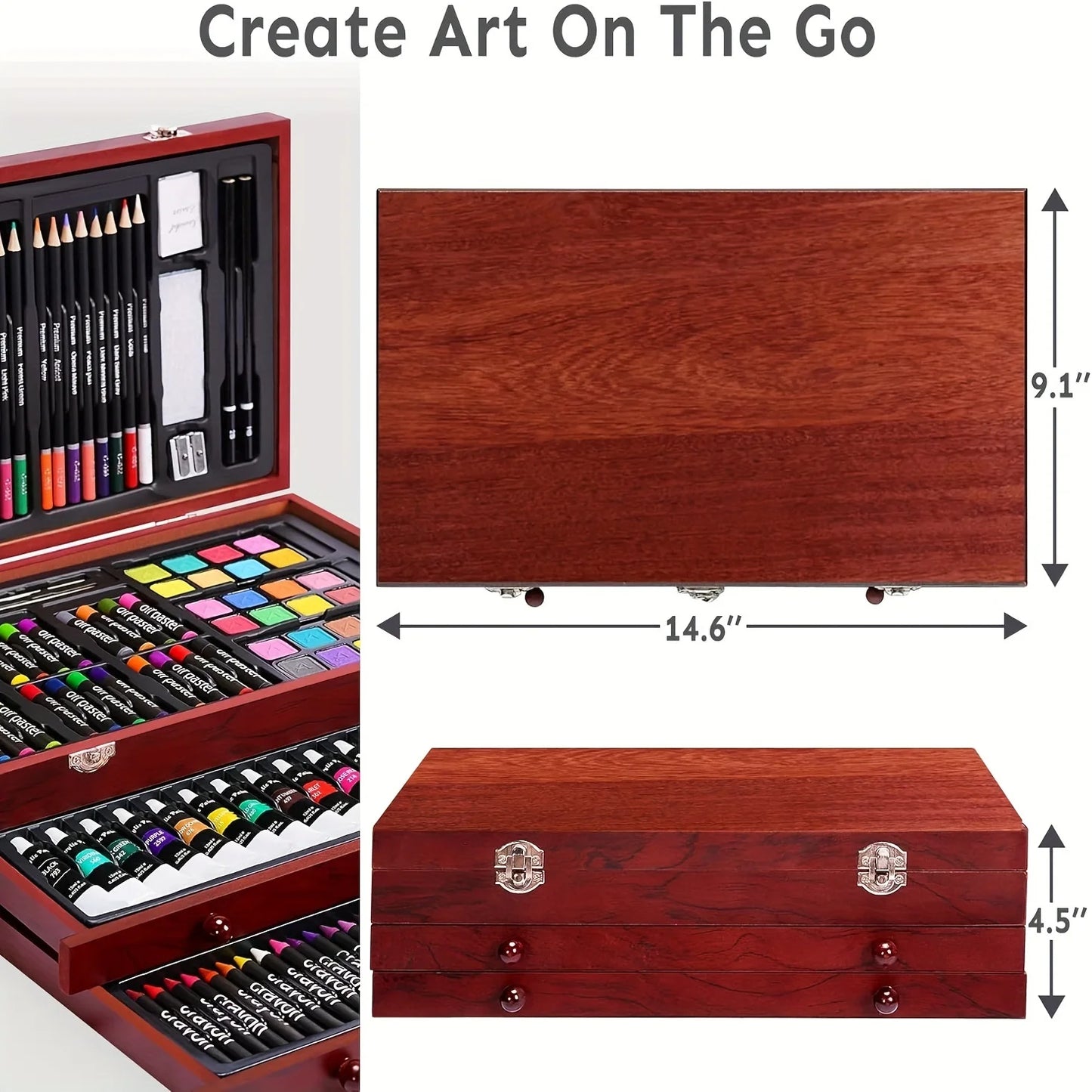 146 Luxury Art Kits, Professional Art Use, Including Crayons, Oil Pastels, Watercolor Paints, And Colored Pencils