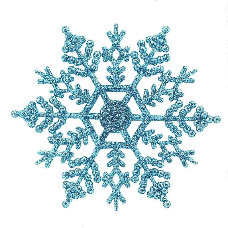 12pcs 10cm Gold Powder Plastic Snowflake Party Supplies Winter Decor Ornaments Christmas Tree Decorations for Home Snow
