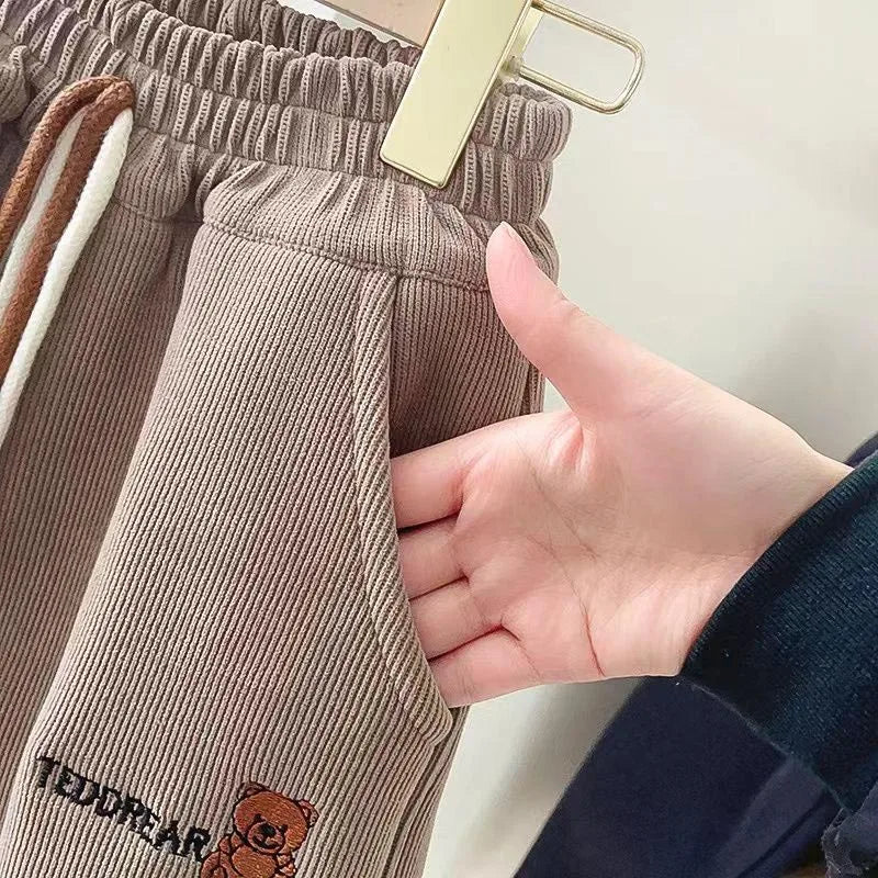 Winter Children's Plush Pants Boys' Plush Sweatpants Girls' Thickened Outerwear With Pocket Sports Pants Baby Boy Clothes