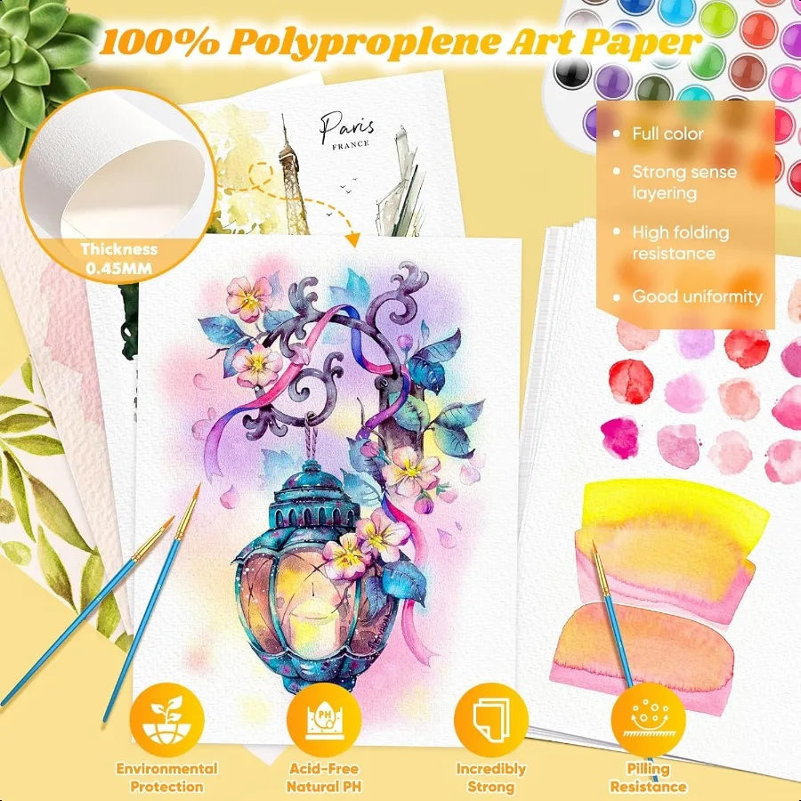 Watercolor Paper Pad 5.5 x 8.5 Spiral Bound Art Sketch Book Pack of 3 90 Sheets (140lb 300g) Artist Water Color Drawing Paper f