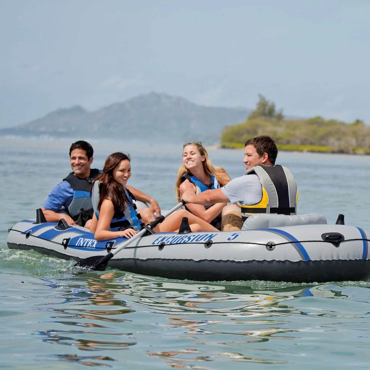Excursion Inflatable Boat Series: Includes Deluxe 54in Boat Oars and High-Output Pump – SuperTough PVC