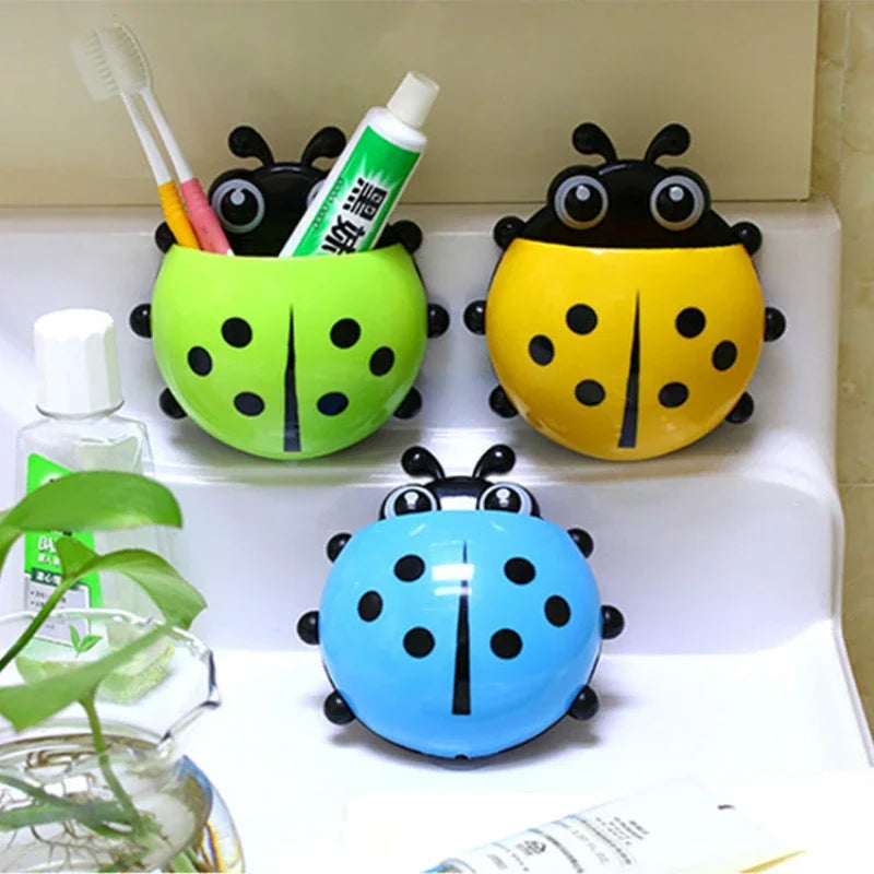 1pc Cute Suction Cup Toothbrush Holder Creative Seven Star Ladybug Pen Holders Children Bathroom Accessories