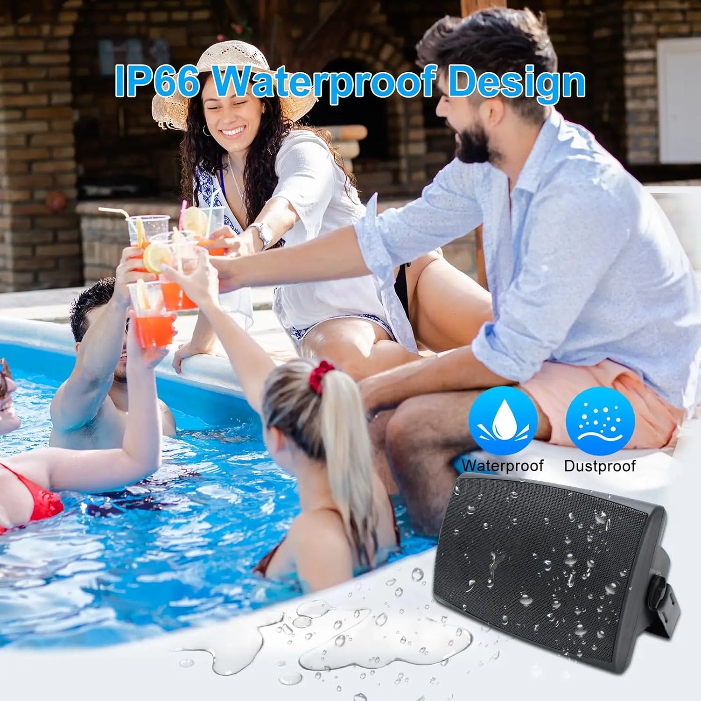 Herdio 2PCS 400W 6.5 Inch Passive Outdoor Speakers Wired Waterproof 2 Way Wall Mounted Speakers With Powerful Bass For Patio Home
