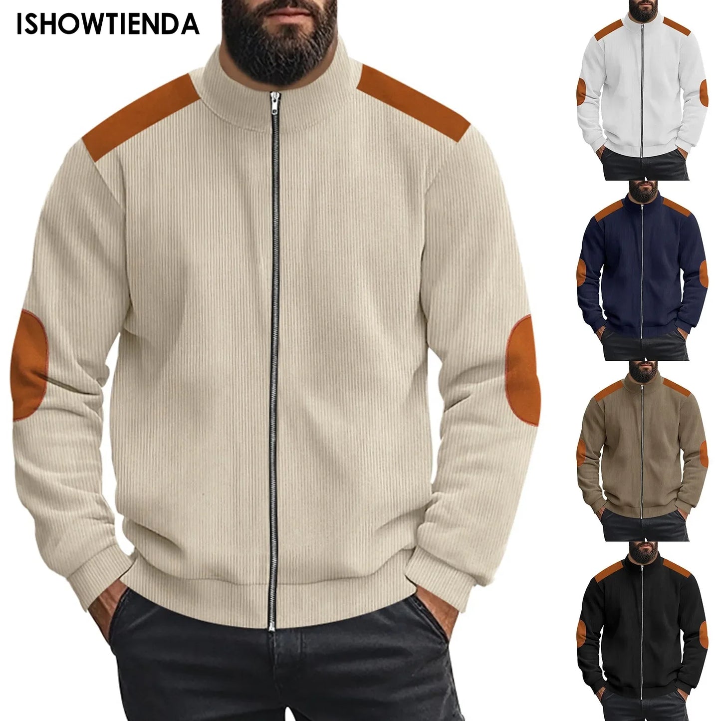 Men Zipper Jackets Standing Collar Sweatshirt Outdoor Streetwear Casual Coat Long Sleeve Coats Men's Clothing Cardigan Coat