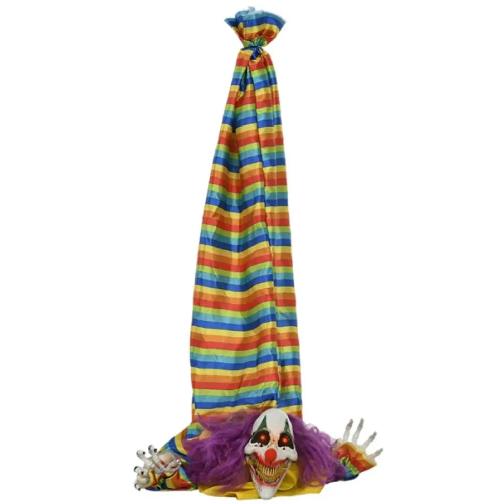 Hanging Clown Corpse Halloween Decoration with Skeleton Face
