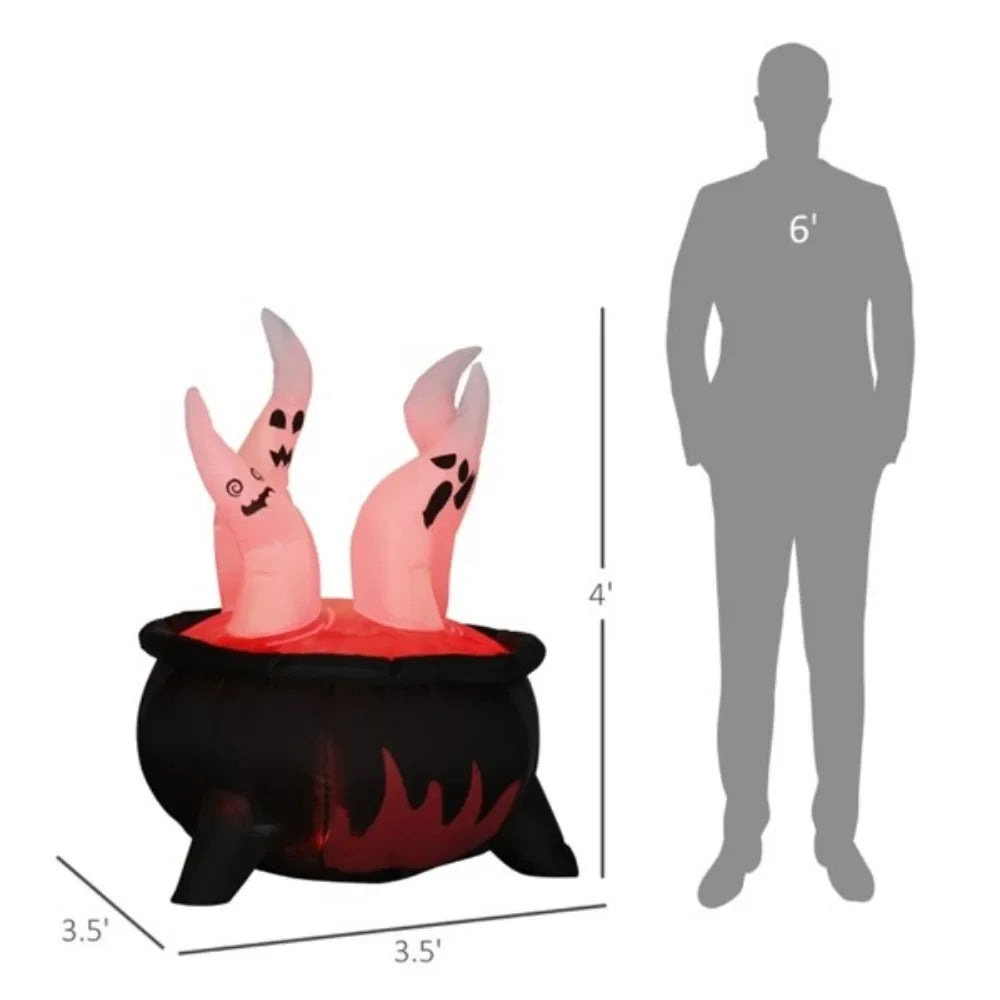 Halloween Decoration Horrible White Ghosts in Red Cauldron Inflatable