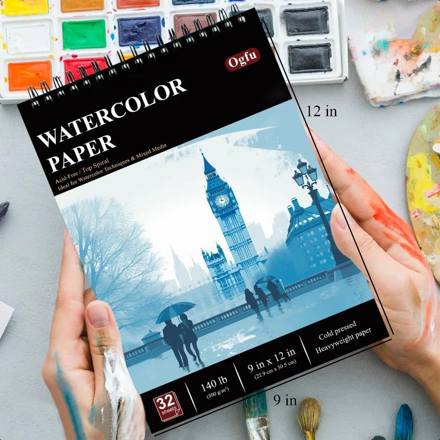9x12 Watercolor Sketchbook 32 Sheets Watercolor Notebook 140 lb 300 GSM Watercolor Paper Sketchbook Pack of 1 Cold Pr Watercolo