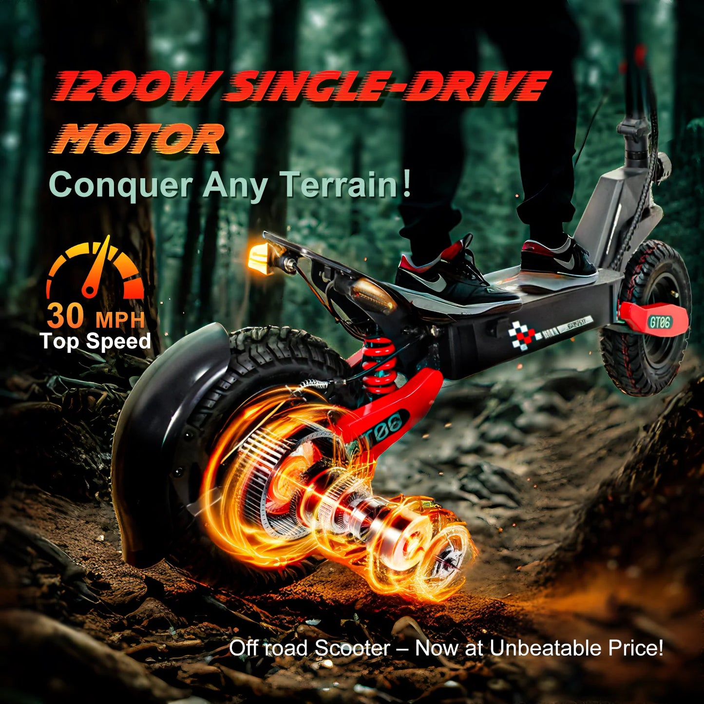 30MPH Electric Scooter,1200 Motor,20/40Miles Range EScooter With Spring Damping,Disc Brake,11'' Off-Road Tires Folding Scooter