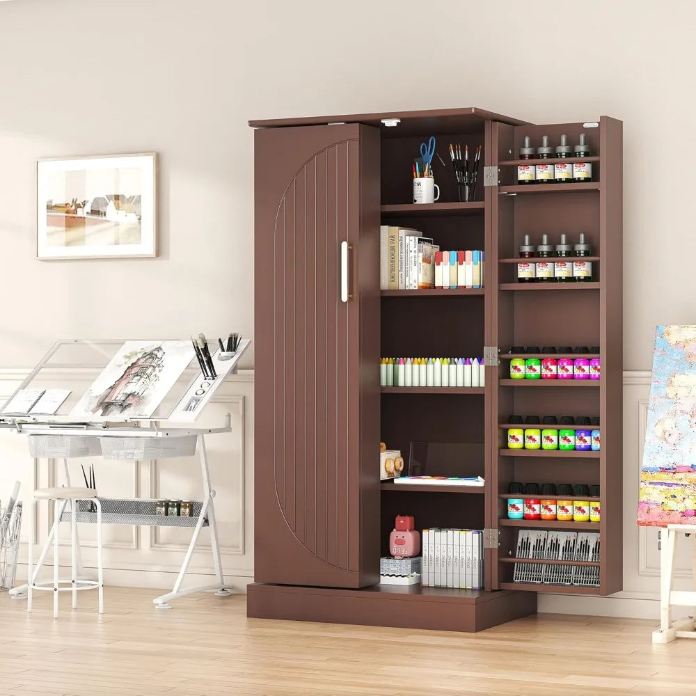 47 Inch Kitchen Pantry Cabinet Modern Storage Cabinet with Adjustable Shelves and Buffet Design