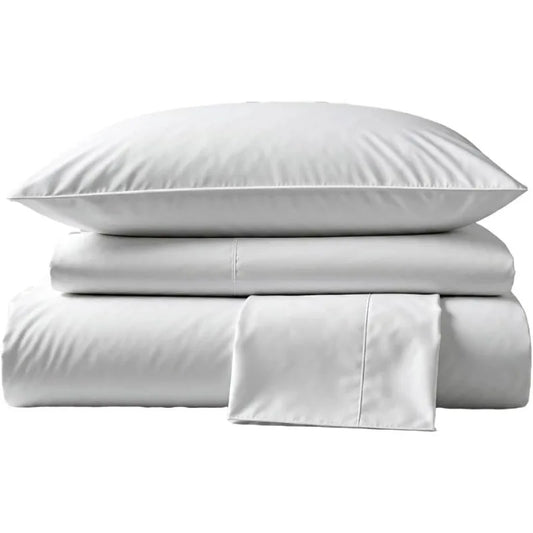 Pima Bed Sheet Set King Size 4 Pieces 100 Percent Peruvian Pima Cotton Percale 415 Thread Count Cooling Breathable Soft Hotel Quality Bedding White