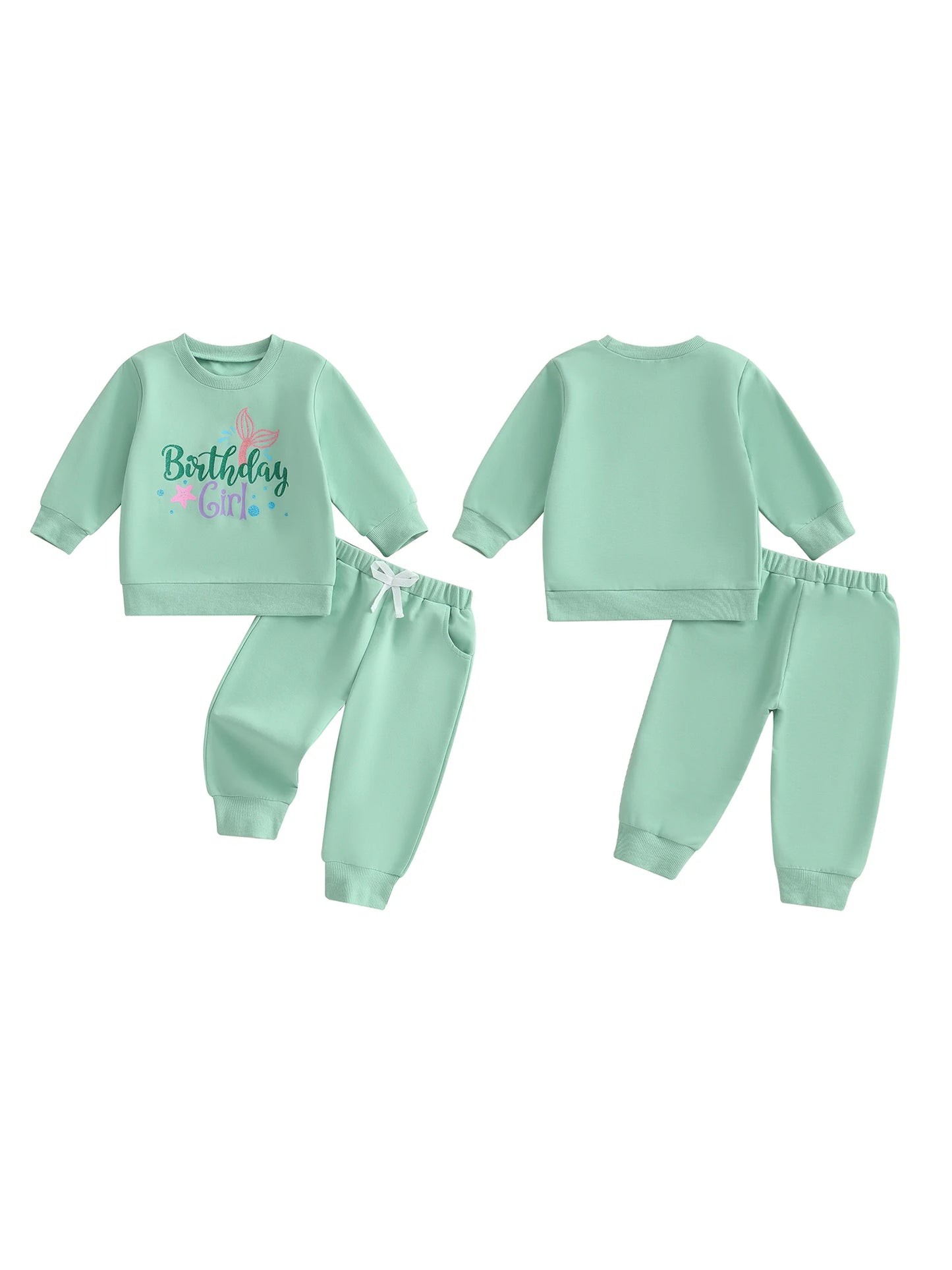 Stylish Toddler Girls 2Pcs Outfit Adorable Long Sleeve Top with Letter Pattern and Matching Solid Color Pants Perfect for