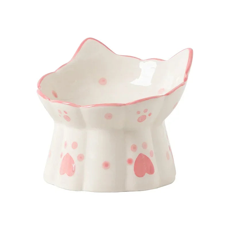 Ceramic Elevated Dog and Cat Bowl Set for Feeding Drinking and Snacks - Small Pet Accessories