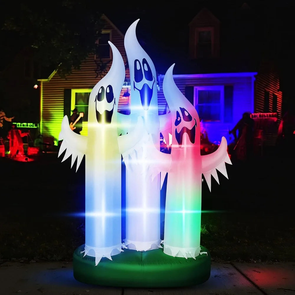 VIVOHOME 10FT Halloween Inflatable Yard Decor Colorful Ghost Family of 3